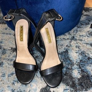 Open toe black heels